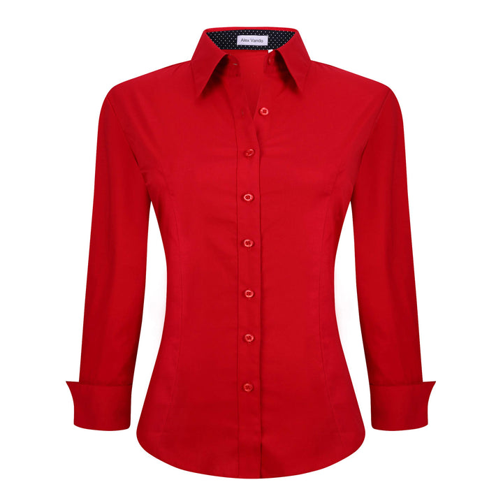 Alex Vando Bluse Damen Langarm Hemd Damen Stretch – Business Button Down Shirts, Bügelfrei Arbeitshe
