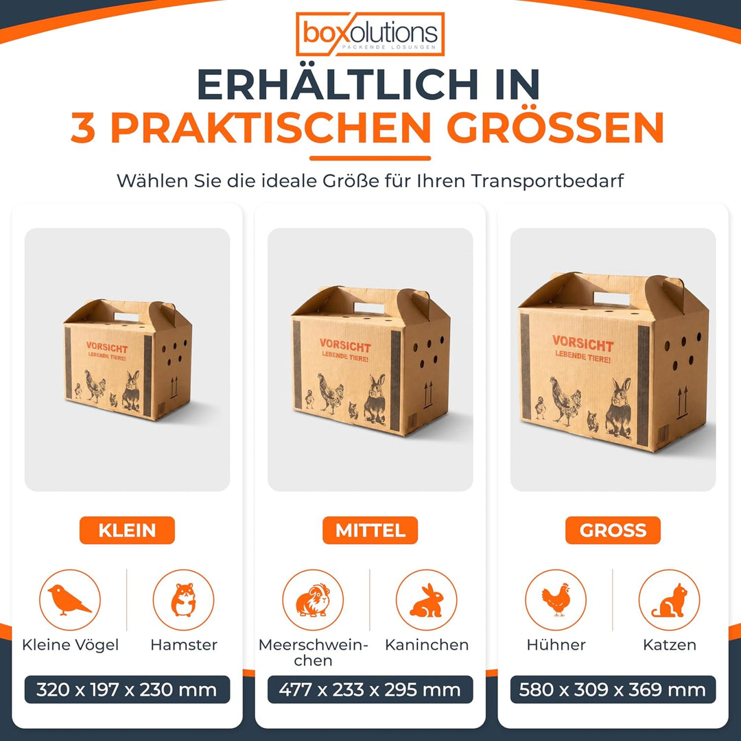 Transportkarton für Tiere Tiertransportkarton für Kleintiere - Geflügeltransportkiste - Hasen Transp