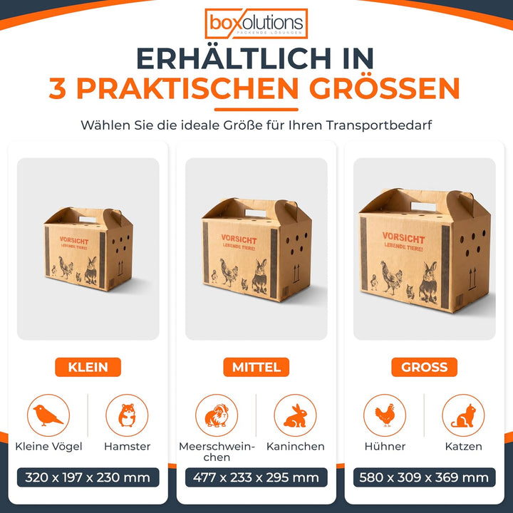 Transportkarton für Tiere Tiertransportkarton für Kleintiere - Geflügeltransportkiste - Hasen Transp