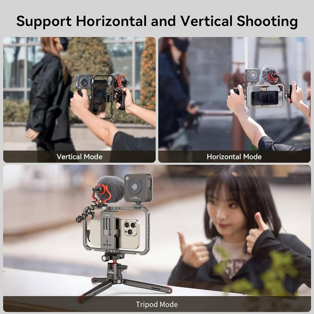 SMALLRIG Smartphone Video Rig mit Griff Videolicht Mikrofon und Aluminiumlegierung Stativ, Mobile Ph