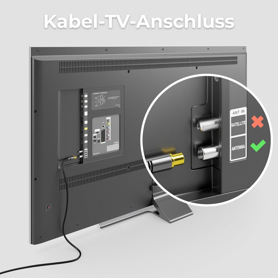 deleyCON 15m TV Antennenkabel HDTV Full HD - 1x gewinkelt - Koaxialkabel - TV-Stecker (gerade) zu TV