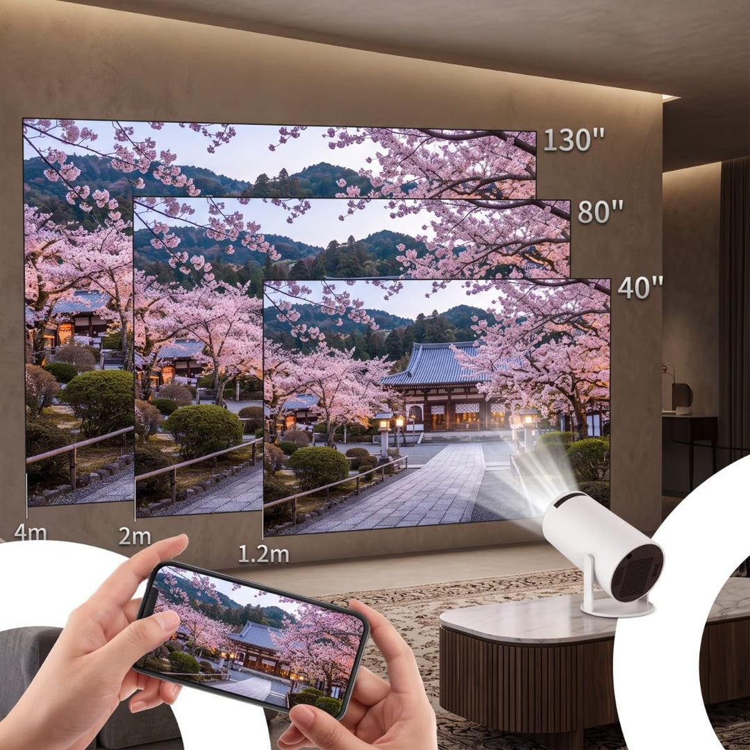 Retoo Beamer Mini Projektor 4K mit Android, Tragbarer Videoprojektor, Auto-matische WiFi Kontrast 15