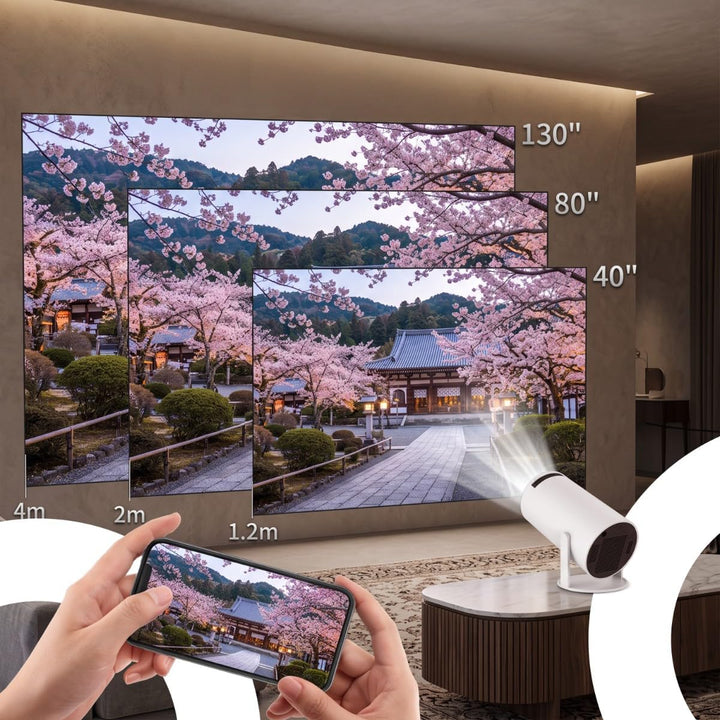 Retoo Beamer Mini Projektor 4K mit Android, Tragbarer Videoprojektor, Auto-matische WiFi Kontrast 15