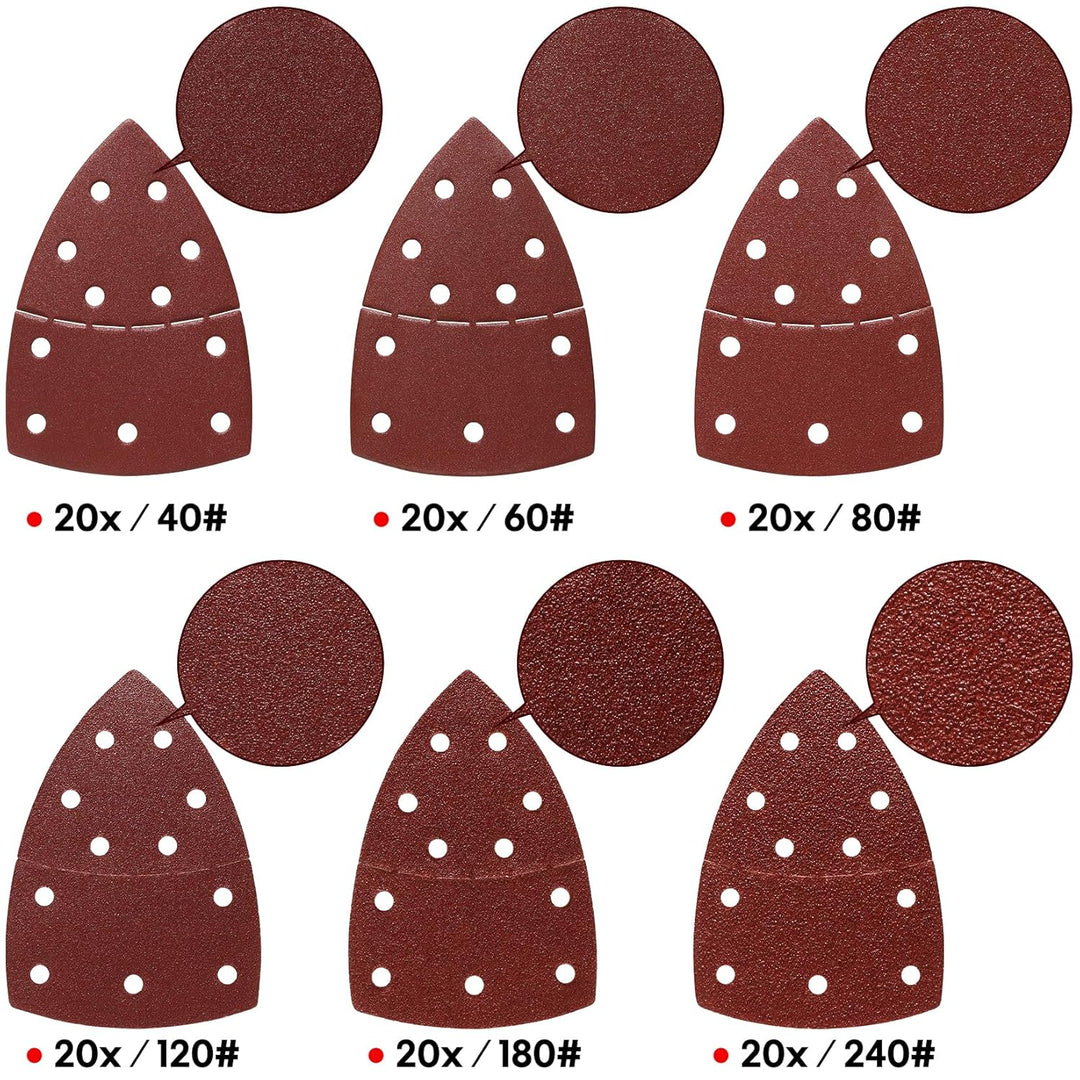 SHALL 120 Schleifblätter, Maus-Schleifpads, verschiedene Körnungen 40/60/80/120/180/240, geeignet fü