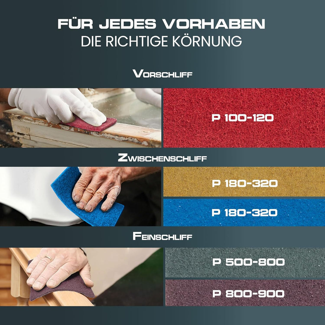 PICTORIS Schleifvlies 5er Set I Made in Germany I Langlebige Handpads 155 x 210mm in 5 praktischen K