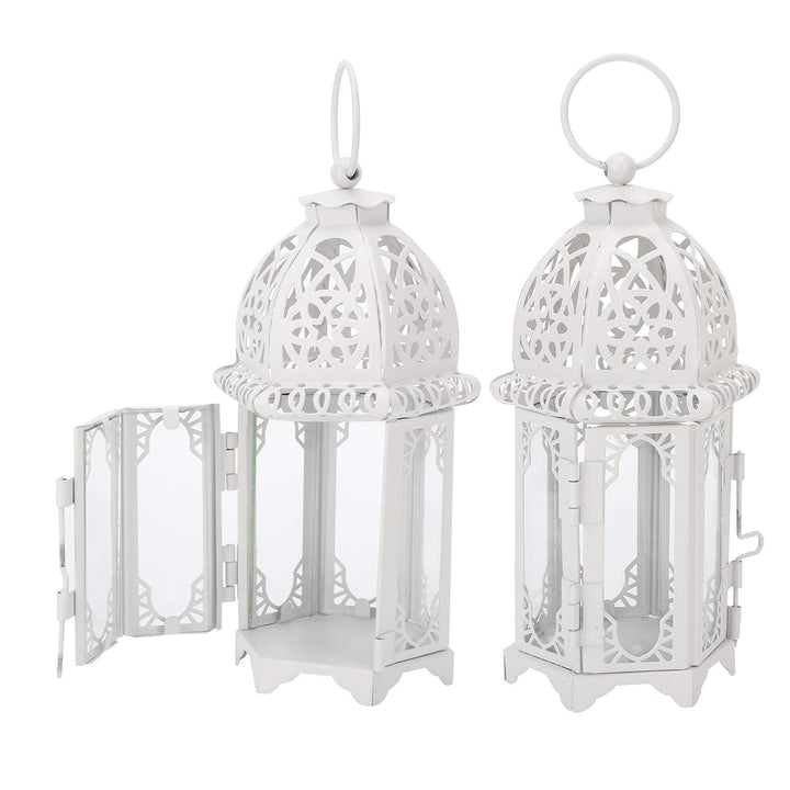 2Pcs Dekorative Laternen, Laterne Klein Marokkanischen Stil Kerze Laterne Metall Kerzenhalter Vintag