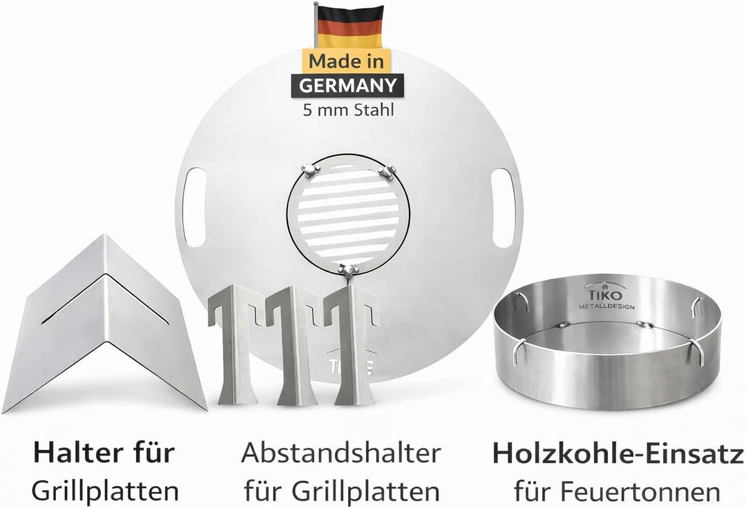 Plancha Grillplatte Ø 80 cm mit Grillrost aus 5 mm Stahl
