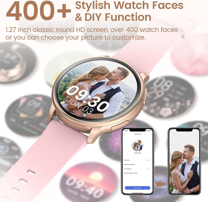 RUXINGX Smartwatch Damen mit Telefonfunktion 1.27" HD Voll Touch Screen, Armbanduhr mit SpO2 Pulsuhr