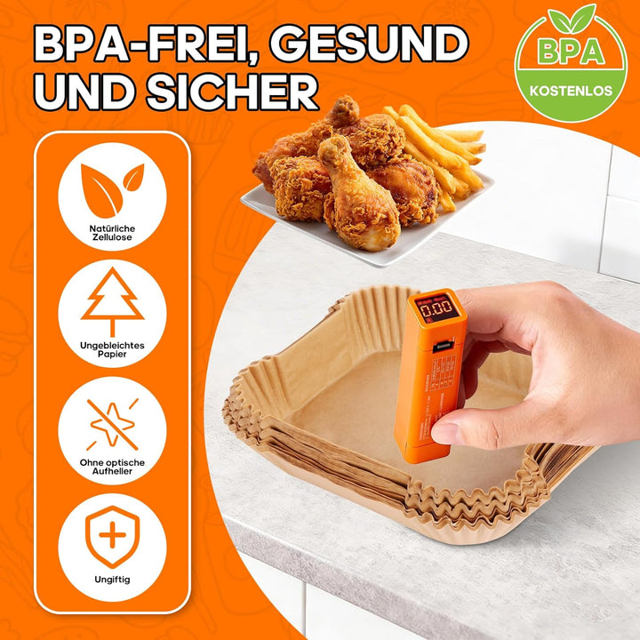 225 Stück Backpapier für Ninja Foodi Flexdrawer 10,4 L, Heissluftfritteuse AF500EU bis 230 °C, Airfr