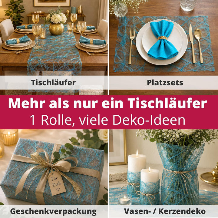 Sizoweb Tischläufer Tischband Dekoration Dekor Breite 30 cm Rollenlänge und Farbe wählbar Petrol Tür
