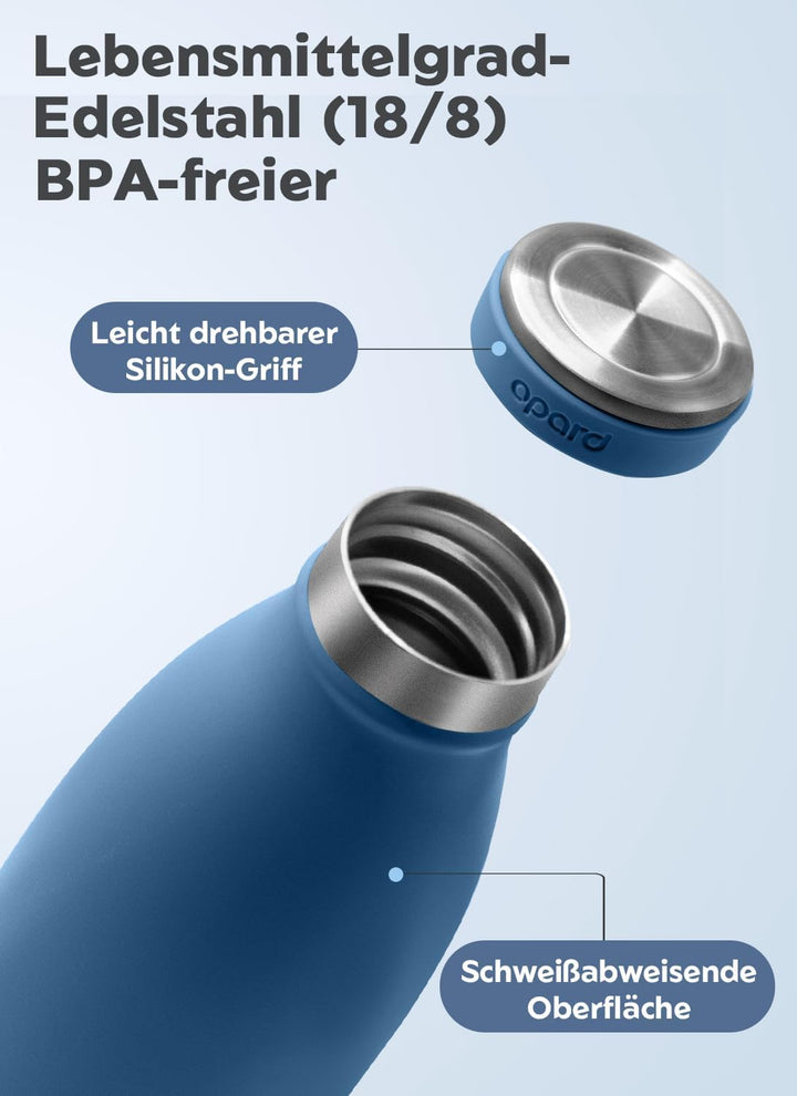Opard Grip Thermosflasche 750ml, 36h Kalt & 12h Heiss Trinkflasche Edelstahl, Trinkflasche Kohlensäu