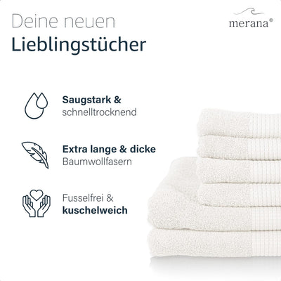 Merana Rome Handtuch Set | saugstark, weich und fusselfrei | Frottier Luxus Qualität | 100% Baumwoll