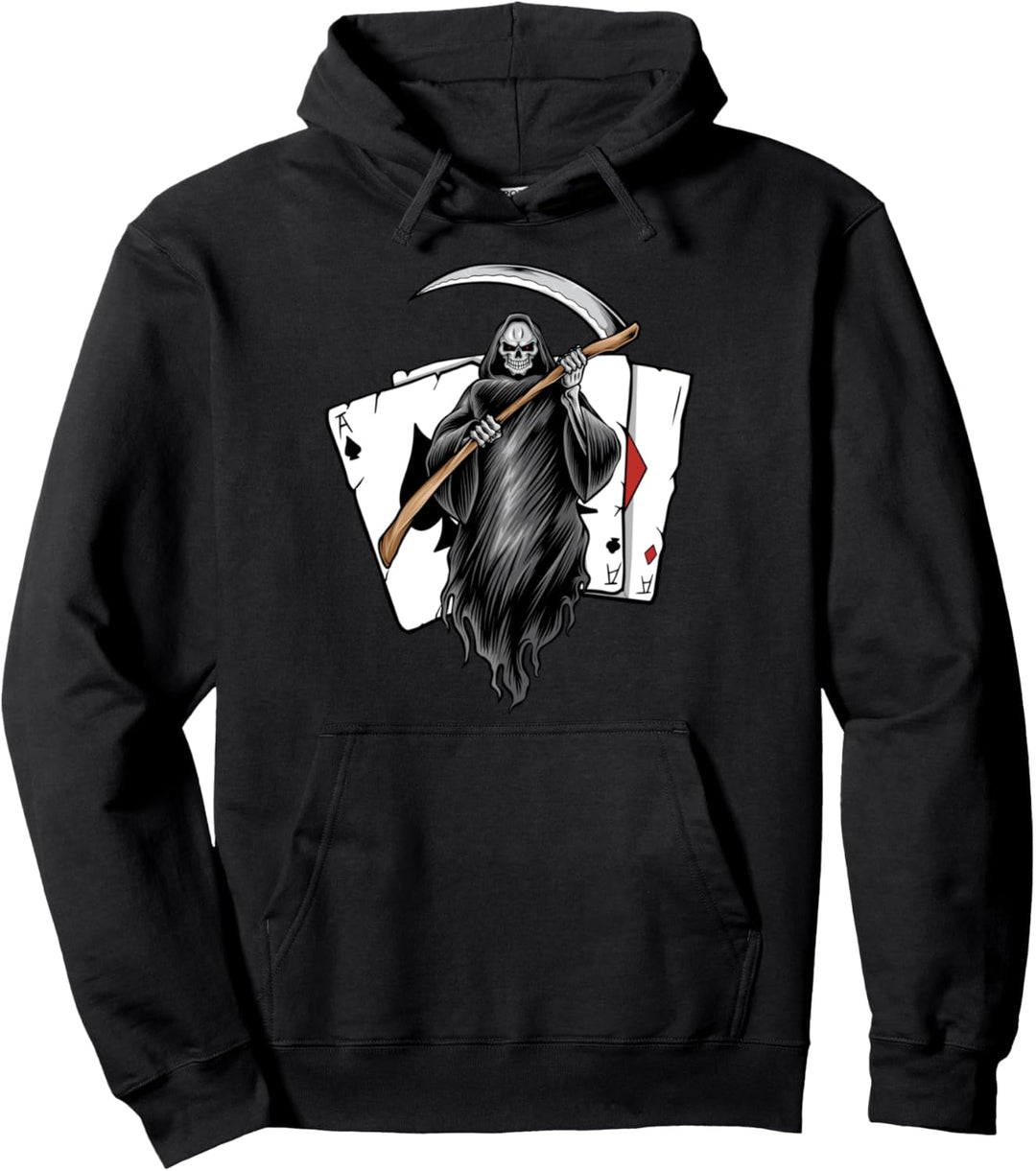 Sensenmann Kartenspiel Pokerspieler Poker Zocker Schädel Pullover Hoodie