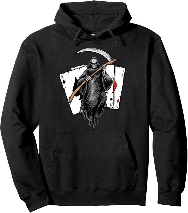 Sensenmann Kartenspiel Pokerspieler Poker Zocker Schädel Pullover Hoodie