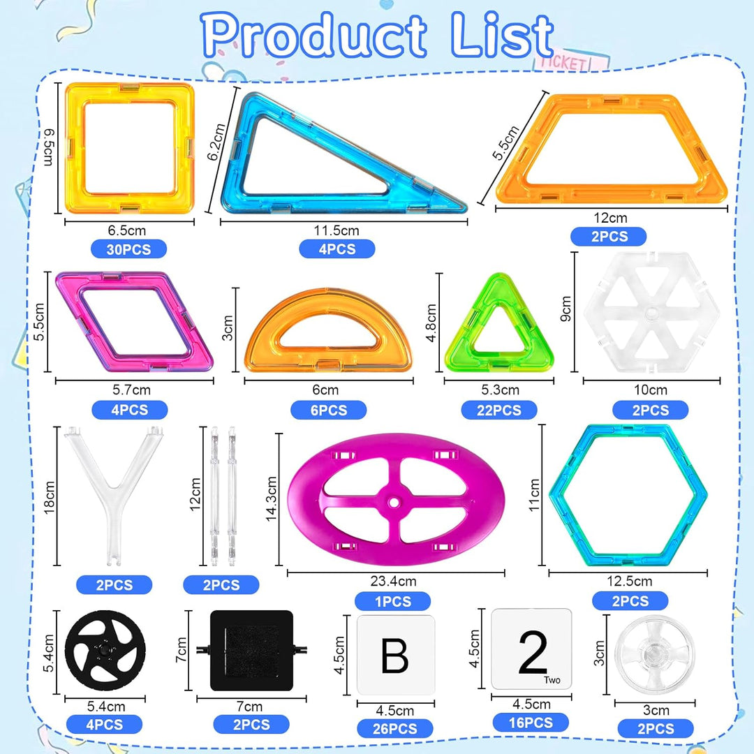 AQXONG 126 Teile Magnetische Bausteine, Magnetspielzeug Magnete für Kinder, Lustiges Pädagogisches B