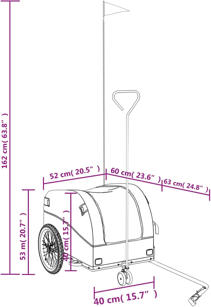 Fahrradanhänger 30kg Eisen Schwarz/Orange | Robust &amp; Vielseitig, Max 30kg Tragkraft, Ideal für Schwe
