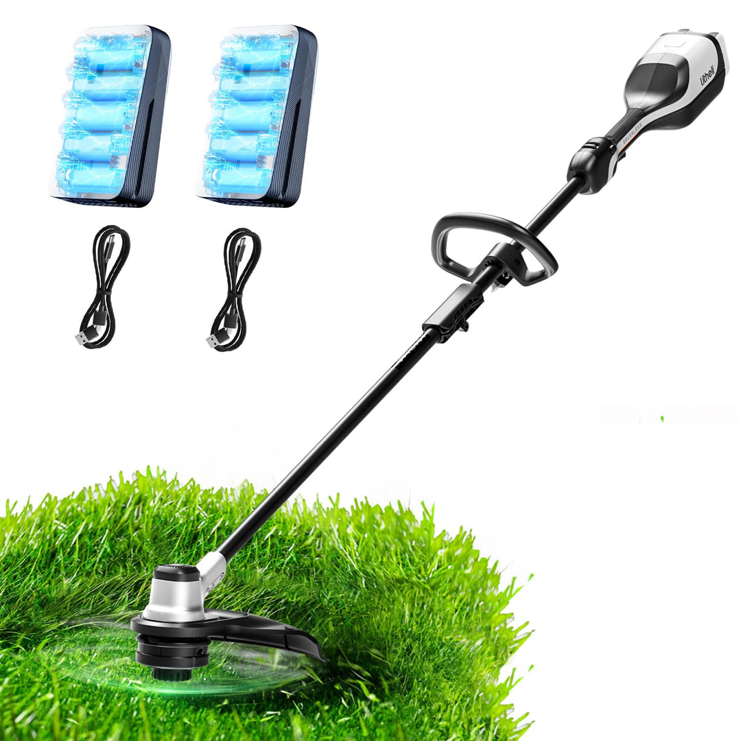 Litheli Akku Rasentrimmer 2x20V, 35cm, Akku Trimmer Garten mit Bürstenlosem Motor, 2x10000mAH Mobile