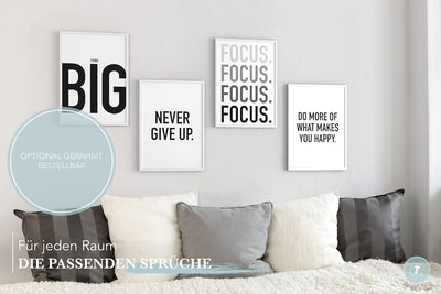 Papierschmiede® Premium Spruchposter Set 4er DIN A1, Motiv: Think Big, Focus Leistung Motivation, Ty