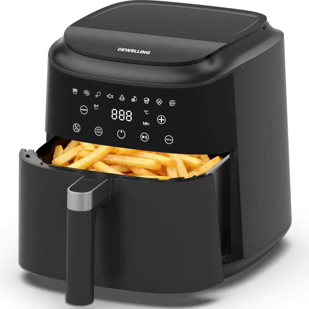Heissluftfritteuse XL 6L, Airfryer mit 9 Programmen, Warmhaltefunktion, Touchscreen, Ohne PFAS, 1650