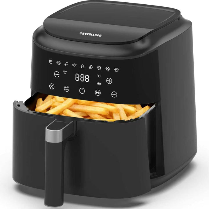 Heissluftfritteuse XL 6L, Airfryer mit 9 Programmen, Warmhaltefunktion, Touchscreen, Ohne PFAS, 1650