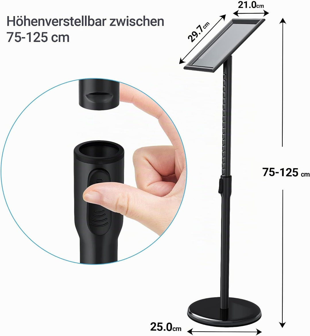 Infoständer DIN A4 210x297mm Höhenverstellbar Edelstahl informationsständer Aufsteller Kundenstopper