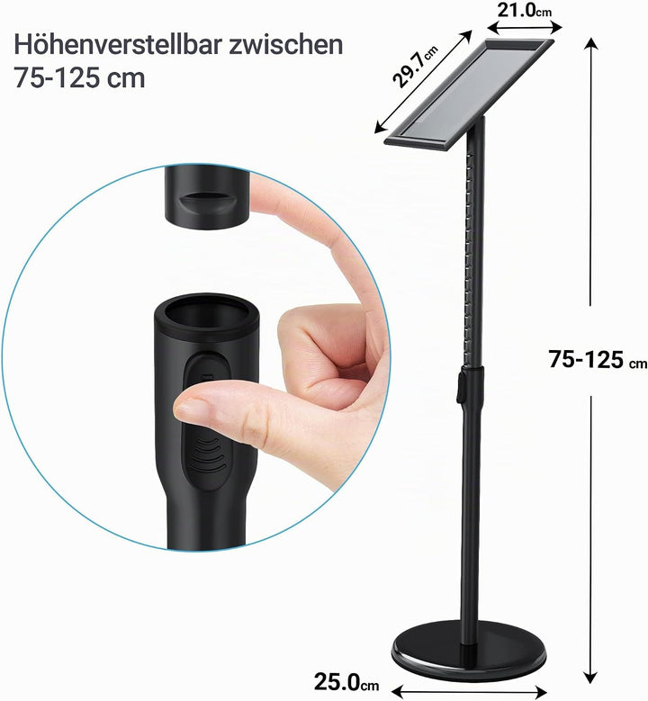 Infoständer DIN A4 210x297mm Höhenverstellbar Edelstahl informationsständer Aufsteller Kundenstopper