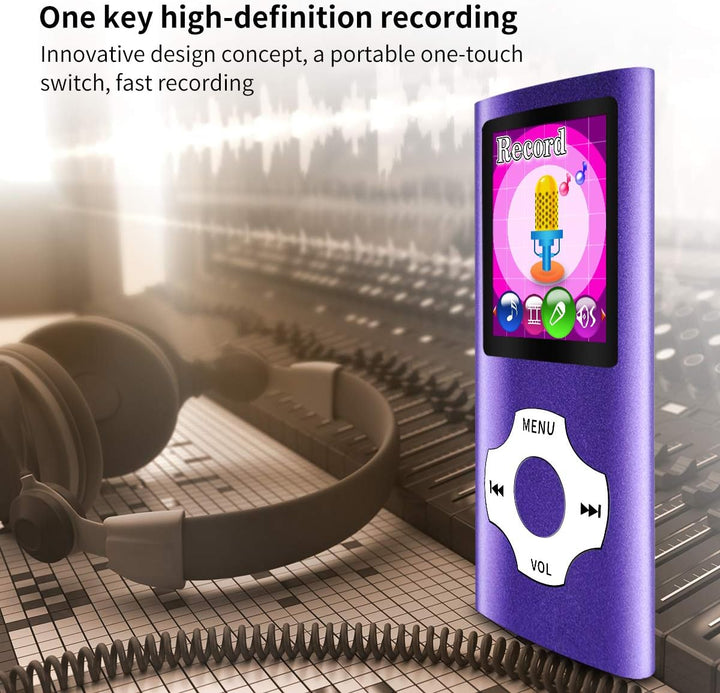 Mymahdi MP3/MP4-Player, lila mit 1,8-Zoll-LCD-Bildschirm und Memory-Karten-Slot, Support für Max 128