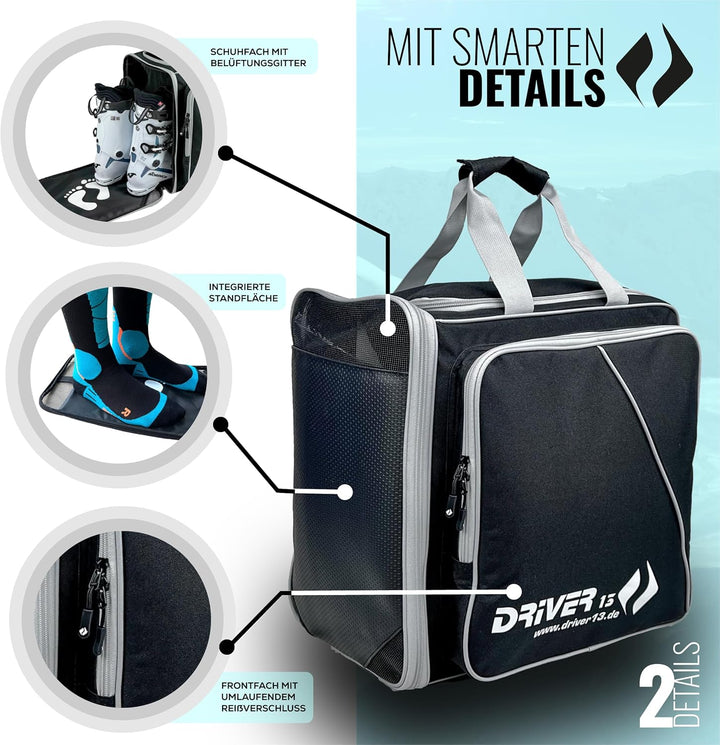 Driver13 Skischuhrucksack mit Helmfach Ideal für Deine Skischuhe mit Helmfach für Hart + Snowboard B