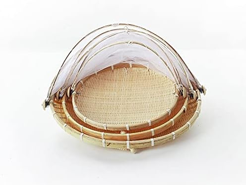 Zeltkorb Bambus Rund mit Deckel für Gemüse Obst Brot Aufbewahrungskorb (30 cm Durchmesser) 30cm in d