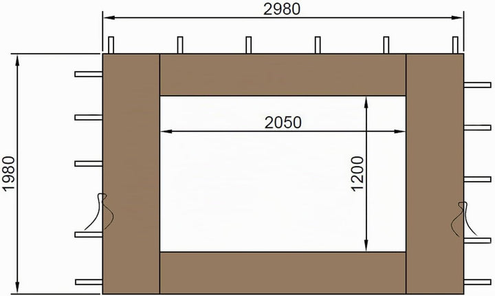 QUICK STAR 2 Seitenteile 300 / 400x197cm mit PE Fenster für Pavillon 3x4m Seitenwand Sand