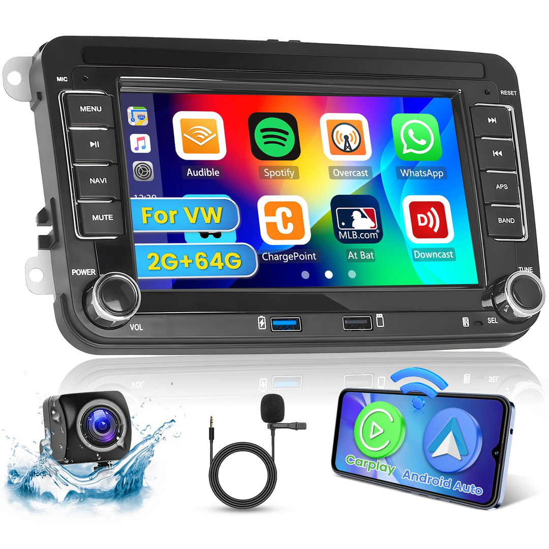 [2G+64G] Hikity Autoradio Navi Für VW Golf 5 EOS Golf 6 Touran Polo Caddy S-Koda Android Wireless Ca