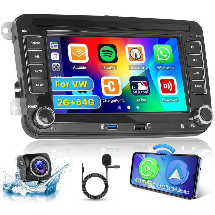 [2G+64G] Hikity Autoradio Navi Für VW Golf 5 EOS Golf 6 Touran Polo Caddy S-Koda Android Wireless Ca