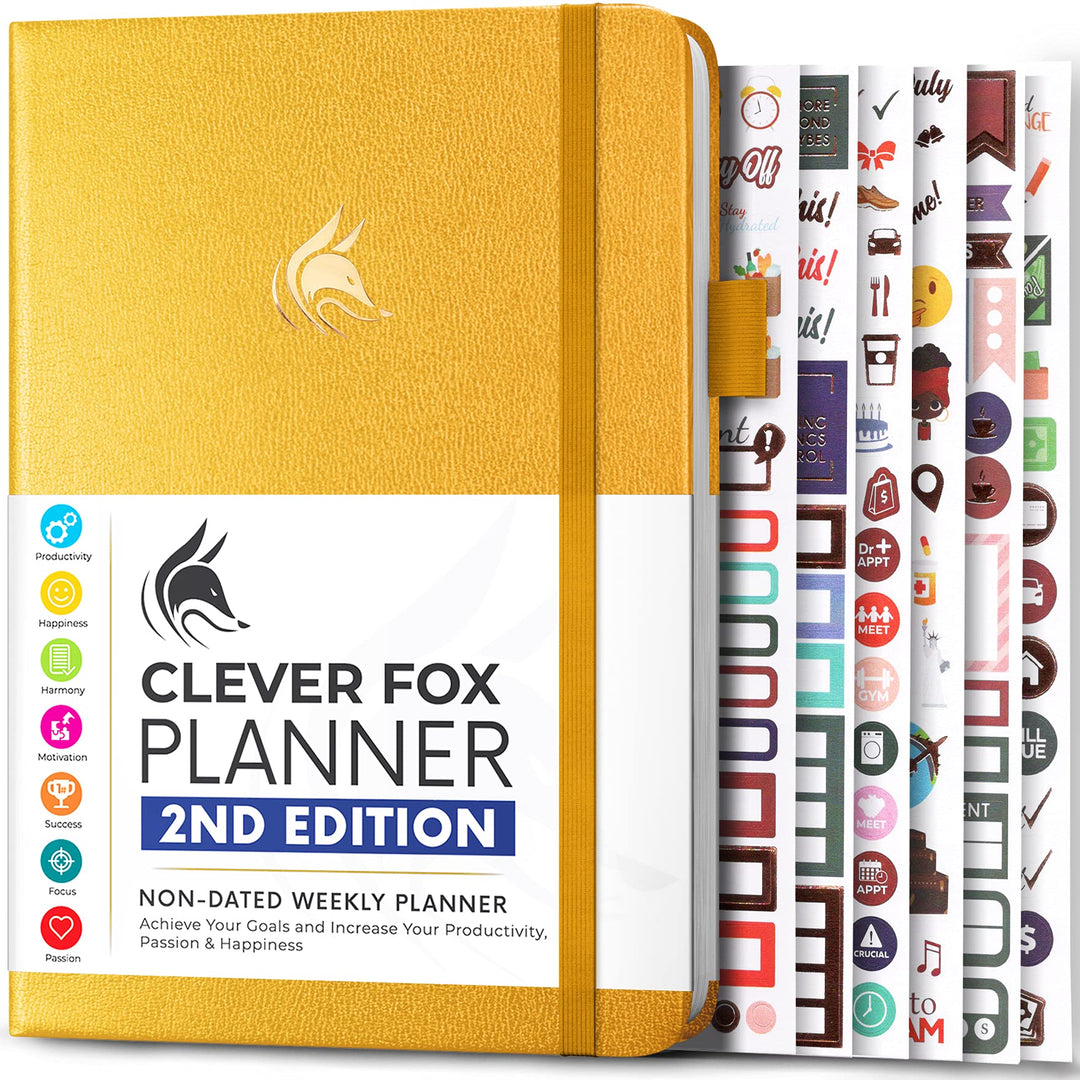 Clever Fox Planner 2. Auflage - Farbenfroher Planer für Wöchentliche und Monatliche Ziele, Zeitmanag