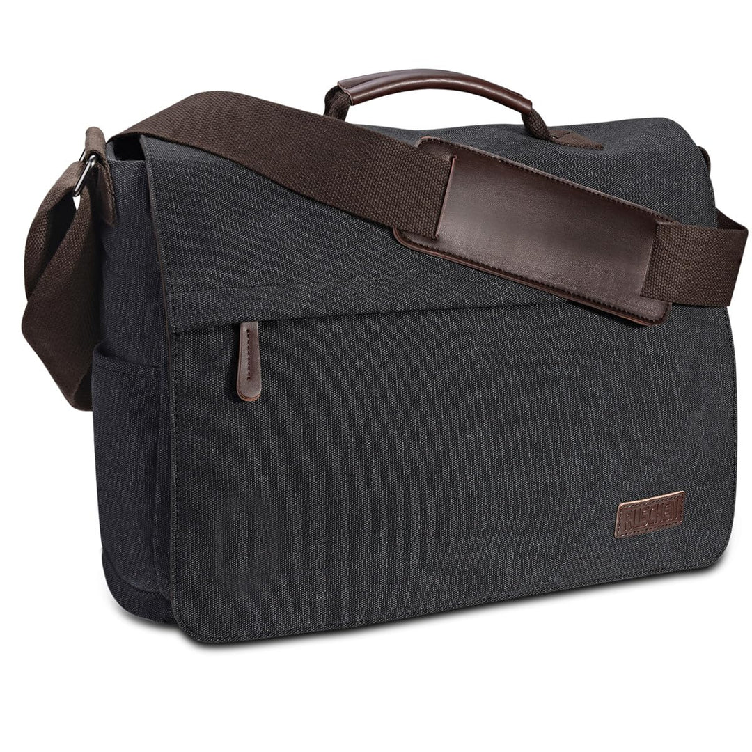 Ruschen Umhängetasche Herren aus Vintagem Segeltuch, Premium Herrentasche, Laptoptasche für 15,6 Zol