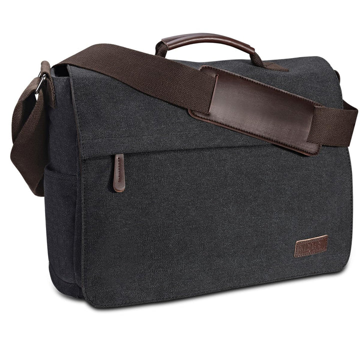 Ruschen Umhängetasche Herren aus Vintagem Segeltuch, Premium Herrentasche, Laptoptasche für 15,6 Zol