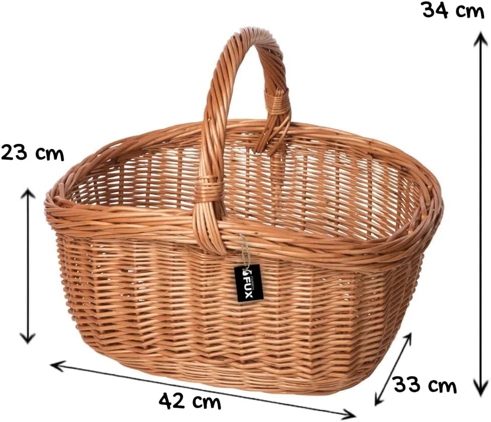 Einkaufskorb oval dunkel Weide geflochten stabiler Henkel 42x33cm