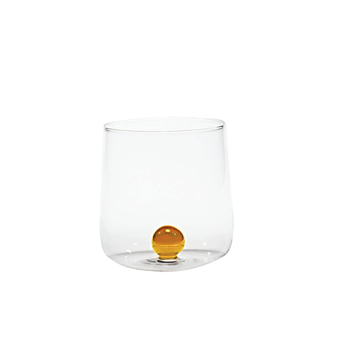 Zafferano Bilia Glasbecher - Handgemachtes Transparent Glas, Verziert mit bunter Glaskugel im Innere