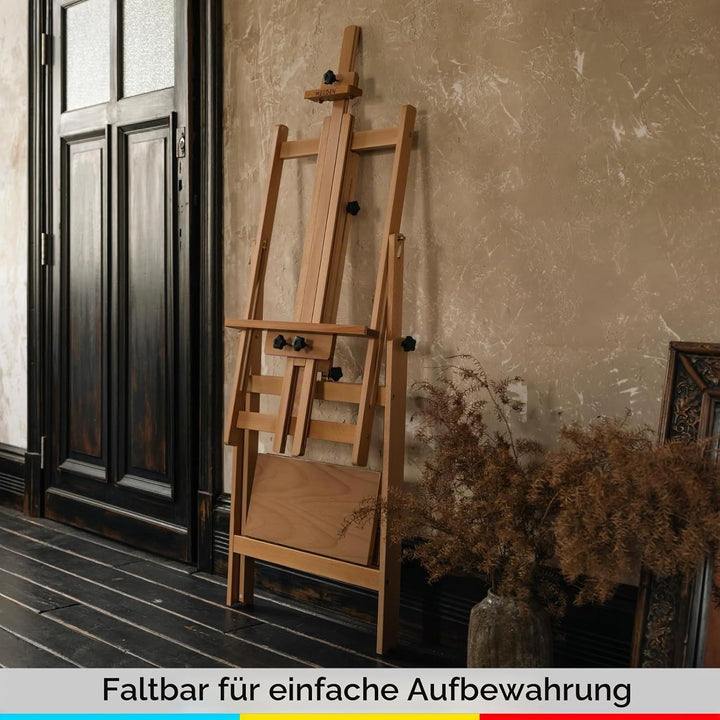 MEEDEN Grosse Atelierstaffelei, Umwandelbare Staffelei mit H-Rahmen für Künstler, Verstellbare Kunst