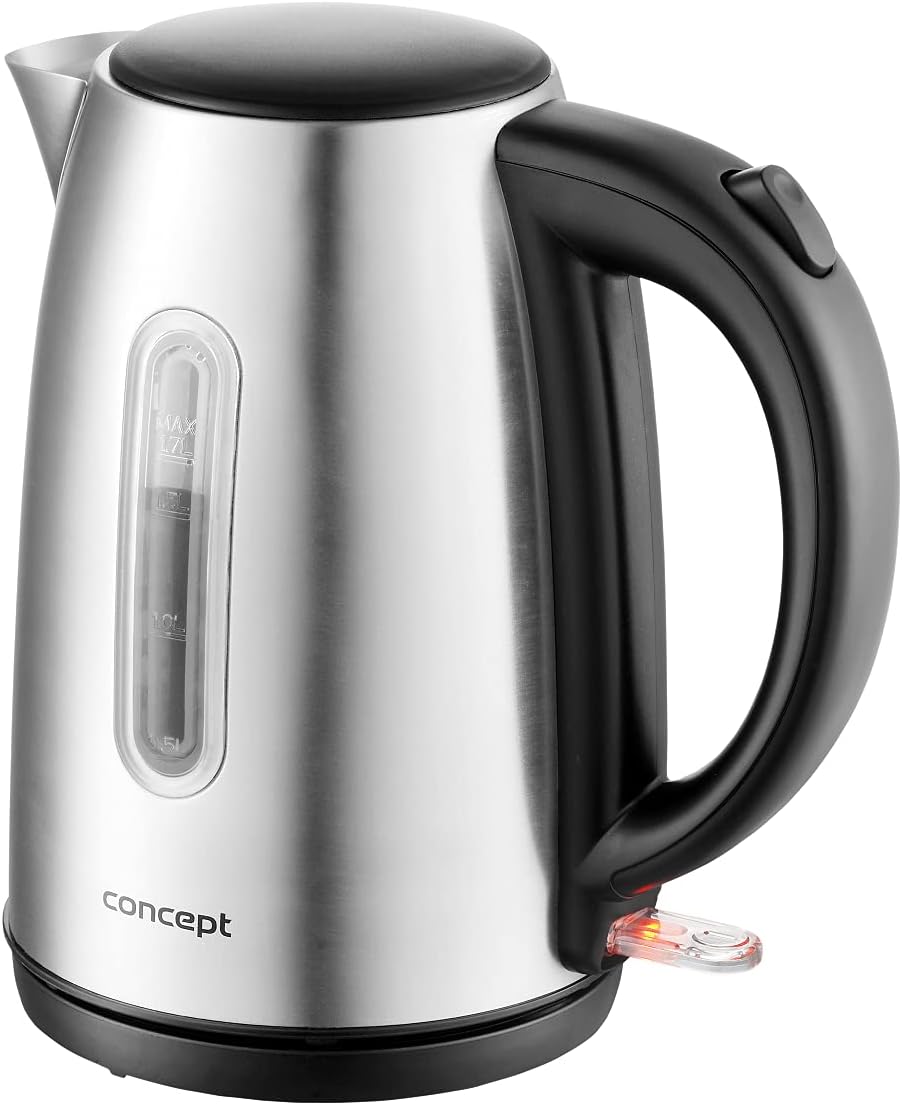 CONCEPT Hausgeräte RK3320 Edelstahl Wasserkocher, 1,7 L, 2200 W, in dunkler Edelstahlfarbe