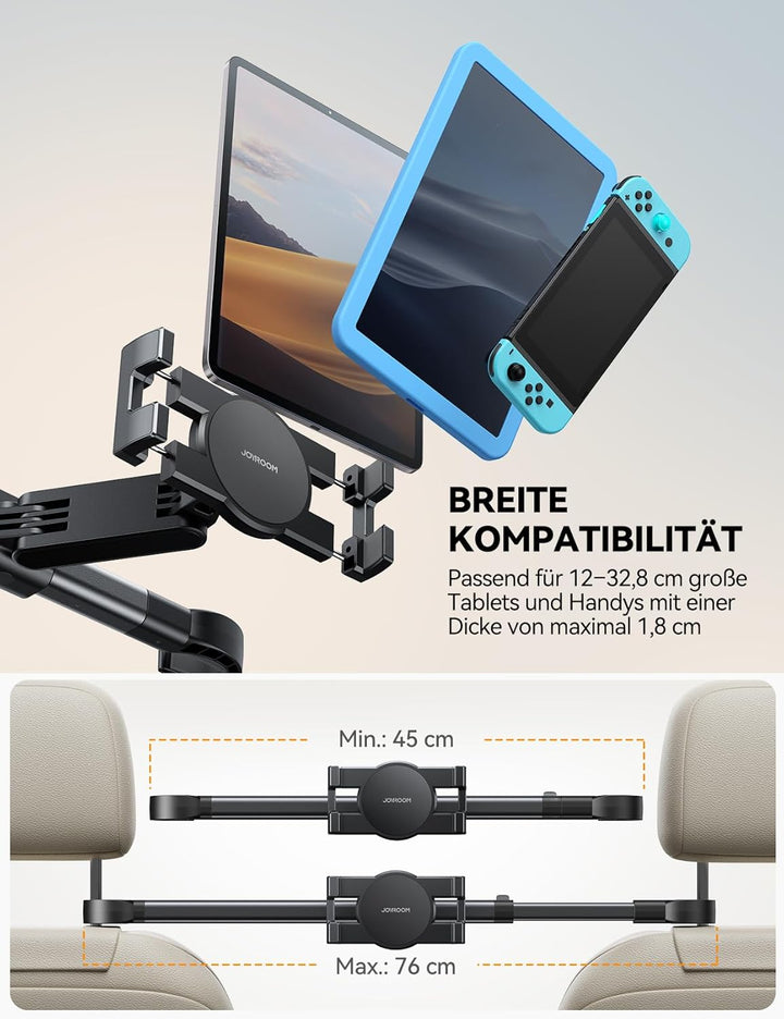 JOYROOM Tablet Halterung Auto Kopfstütze [Bilaterale Fixierung] Tablethalterungen Auto mit Metallarm
