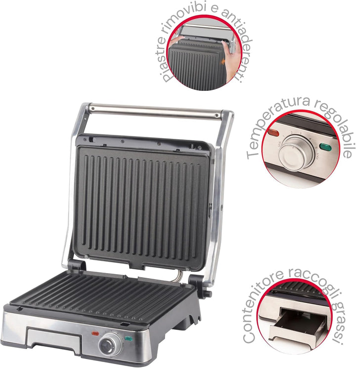 ARDES - Professionelles elektrisches Grillgerät 1800W Elektrischer Kontaktgrill für Brötchen mit 5 T