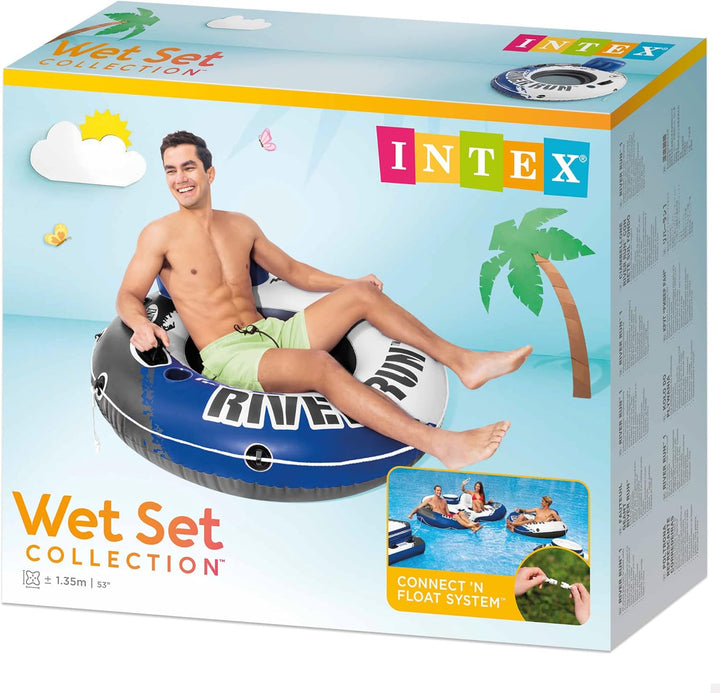 Intex River Run I - Aufblasbarer Schwimmsessel - Ø 135 cm, Weiss Blaues Rad Single, Blaues Rad Singl