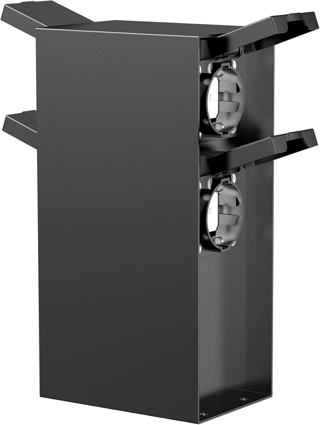 ledscom.de Garten-Steckdosen-Säule POMI mit Erdspiess für aussen, IP44, 4-Fach, schwarz, eckig, 23cm