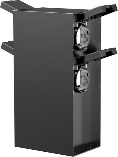 ledscom.de Garten-Steckdosen-Säule POMI mit Erdspiess für aussen, IP44, 4-Fach, schwarz, eckig, 23cm