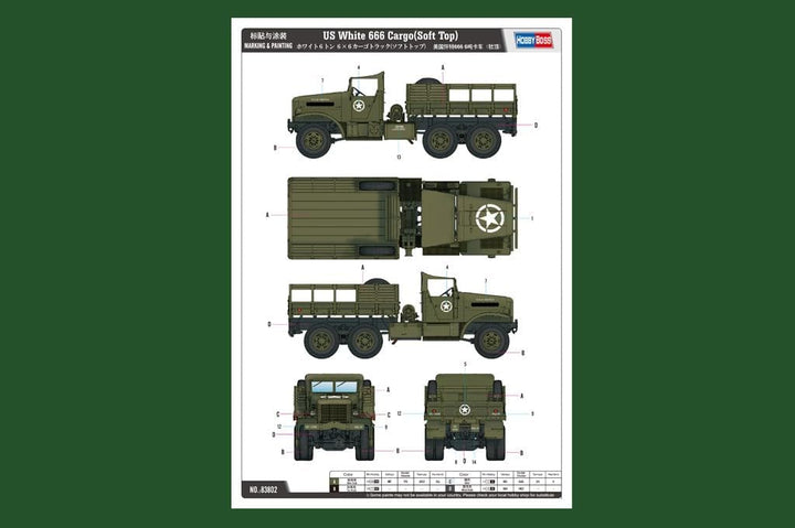 Hobby Boss 83802 Modellbausatz US White 666 Cargo (Soft Top)