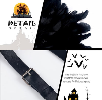 keland Gothic Halloween Kostüm Accessoires Feder Epaulettes Shrug Schulterklappen mit Leder Body Har