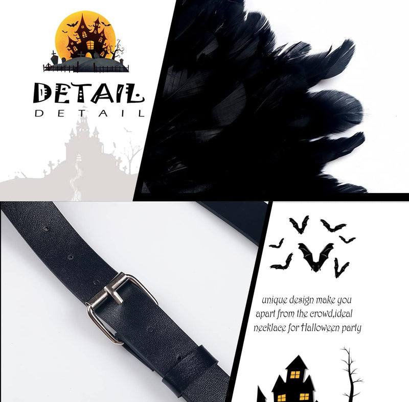 keland Gothic Halloween Kostüm Accessoires Feder Epaulettes Shrug Schulterklappen mit Leder Body Har