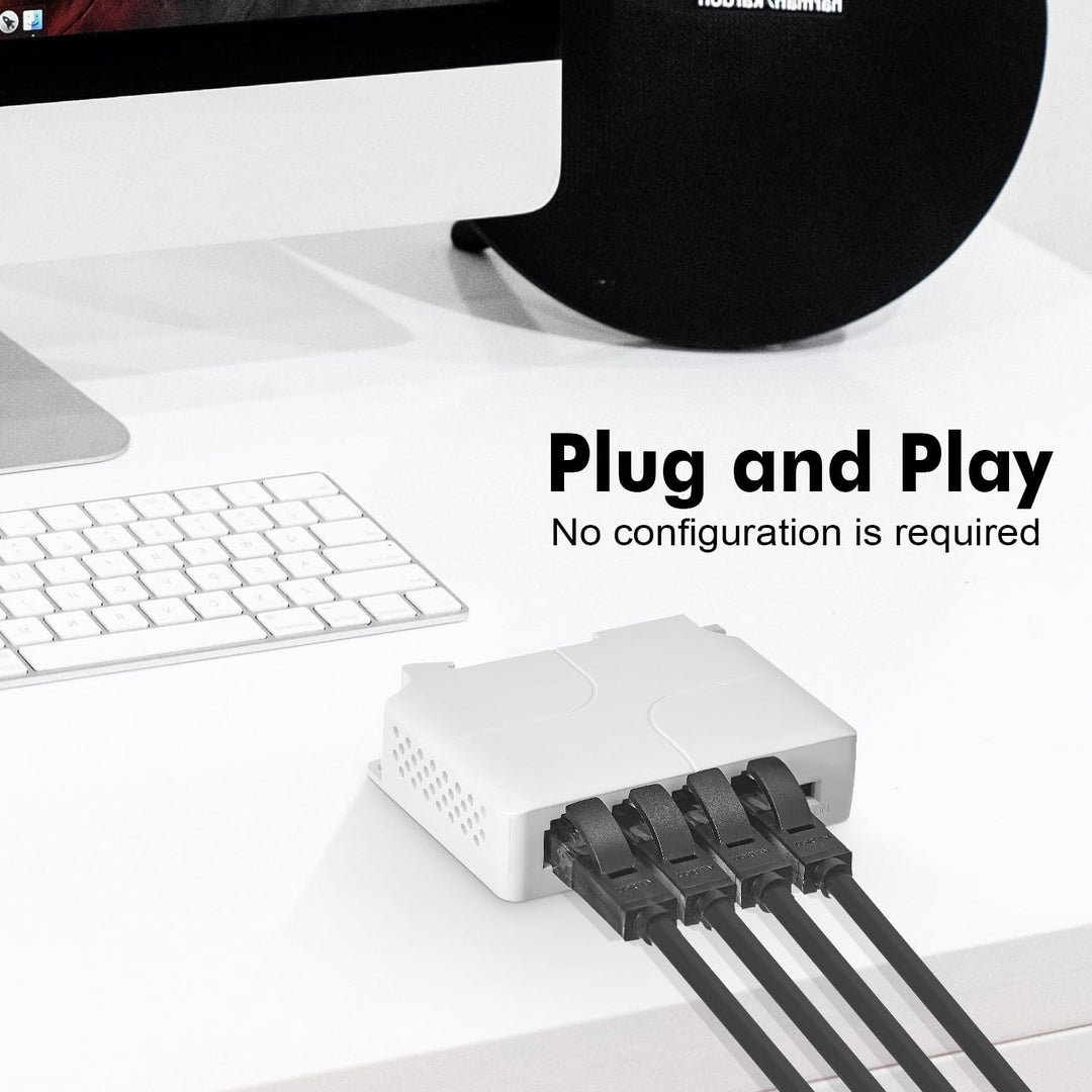 MokerLink 4 Port Gigabit PoE Extender, IEEE 802.3 af/at PoE Repeater, 10/100/1000Mbps, 1 PoE in 3 Po