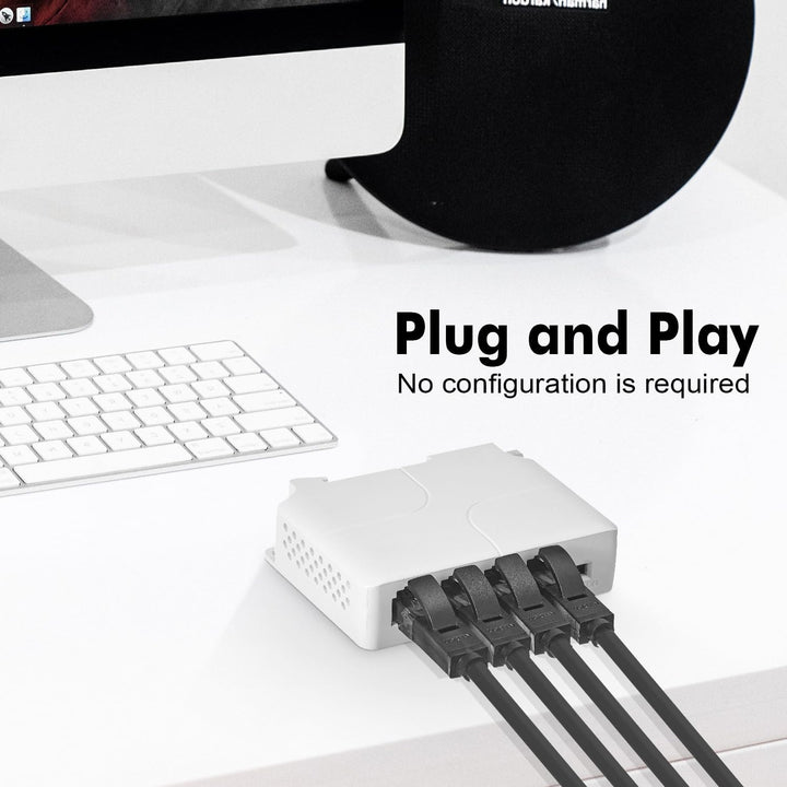 MokerLink 4 Port Gigabit PoE Extender, IEEE 802.3 af/at PoE Repeater, 10/100/1000Mbps, 1 PoE in 3 Po