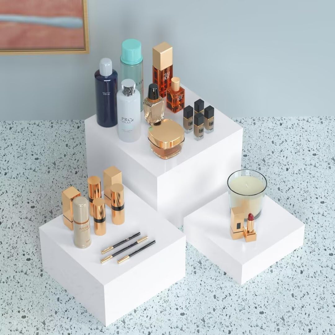 Buffet Ständer Acryl, 6'' x 7'' x 8'' Lebensmittel-Präsentationsboxen 3er Set, Würfel-Dessertständer